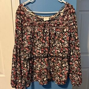 Knox Rose Black Floral Blouse